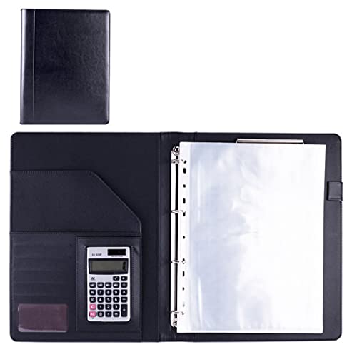 Zwischenablage-Ordner A4 Business Ordner Ringbuch Datei Lebenslauf Dokument Tasche Schreibblock Kartenhalter(Black,12digit calculator) von RPXHZLKTM