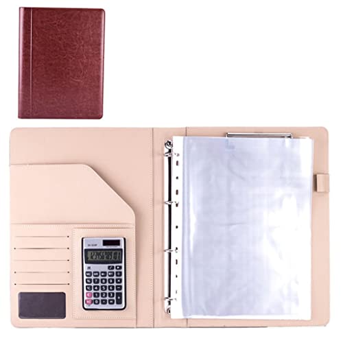 Zwischenablage-Ordner A4 Business Ordner Ringbuch Datei Lebenslauf Dokument Tasche Schreibblock Kartenhalter(Brown,12digit calculator) von RPXHZLKTM