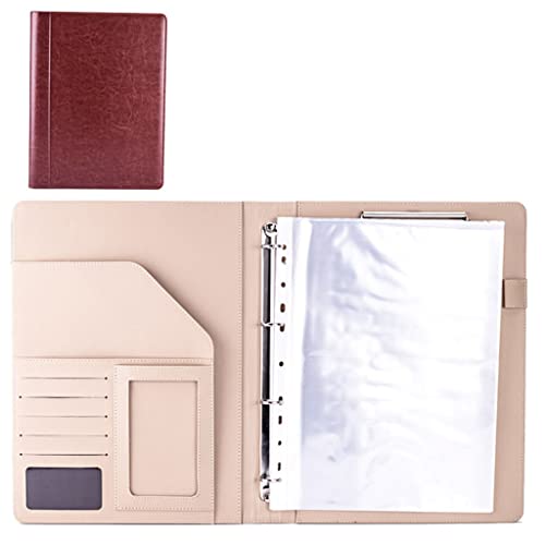 Zwischenablage-Ordner A4 Business Ordner Ringbuch Datei Lebenslauf Dokument Tasche Schreibblock Kartenhalter(Brown,No calculator) von RPXHZLKTM