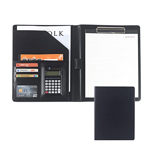 Zwischenablage-Ordner A4-Ordner Klemmbrett Ordner Konferenz Klemmbrett Foldover mit Cover Schreiben Arbeiten Nachfüllbar Organizer Portfolio(Black,12digit calculator) von RPXHZLKTM