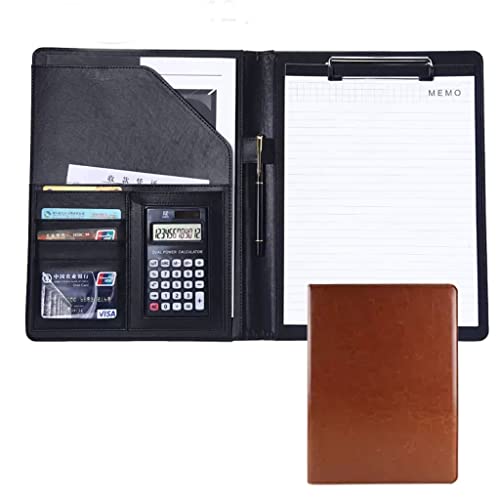 Zwischenablage-Ordner Binder-Ordner-Speicher-Klemmbrett mit nachfüllbarem liniertem Notizblock for die Schule, Seitengurte, Dokumenten-Organizer(Brown,12digit calculator) von RPXHZLKTM