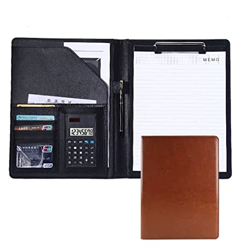 Zwischenablage-Ordner Binder-Ordner-Speicher-Klemmbrett mit nachfüllbarem liniertem Notizblock for die Schule, Seitengurte, Dokumenten-Organizer(Brown,8digit calculator) von RPXHZLKTM