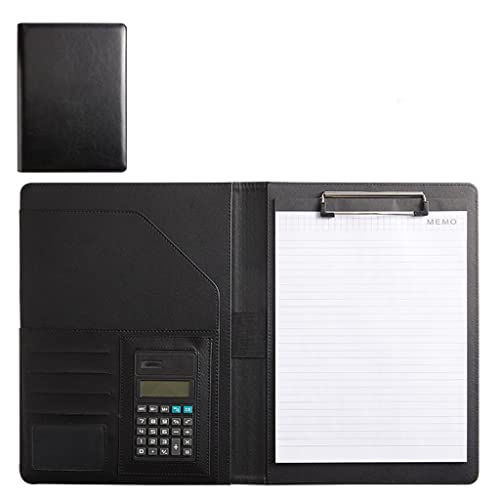 Zwischenablage-Ordner Business-Lebenslauf-Ordner Leder Interview Business Organizer mit Legal Pad Ordner Zwischenablage Interview-Ordner(Black,8digit calculator) von RPXHZLKTM
