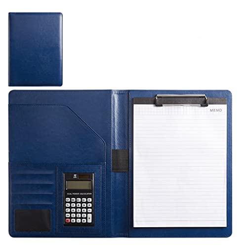 Zwischenablage-Ordner Business-Lebenslauf-Ordner Leder Interview Business Organizer mit Legal Pad Ordner Zwischenablage Interview-Ordner(Blue,12digit calculator) von RPXHZLKTM