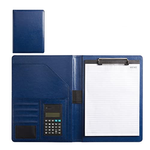 Zwischenablage-Ordner Business-Lebenslauf-Ordner Leder Interview Business Organizer mit Legal Pad Ordner Zwischenablage Interview-Ordner(Blue,8digit calculator) von RPXHZLKTM