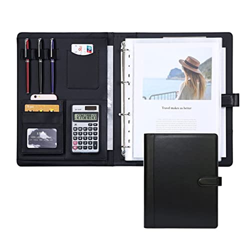 Zwischenablage-Ordner Business-Ordner A4 Executive-Datei Rechtsdokument Organizer mit Taschen(Black,12digit calculator) von RPXHZLKTM