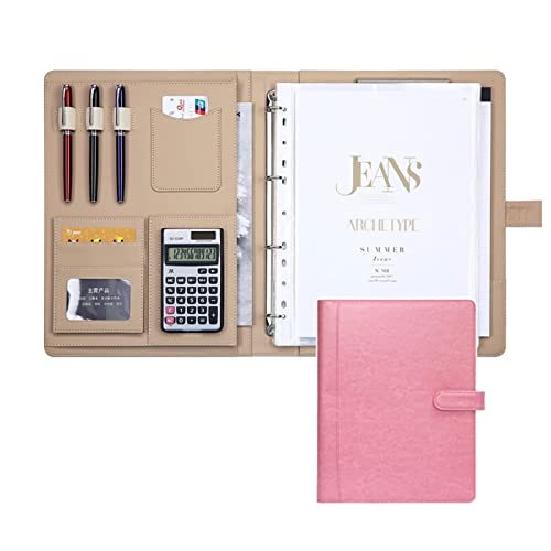 Zwischenablage-Ordner Business-Ordner A4 Executive-Datei Rechtsdokument Organizer mit Taschen(Pink,12digit calculator) von RPXHZLKTM