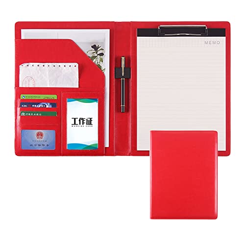Zwischenablage-Ordner Business mit Dokumentenhülle Brief A4 Größe Klemmbrett for Business Schule Büro Konferenz Notizblock Klemmbretter(Red,No calculator) von RPXHZLKTM