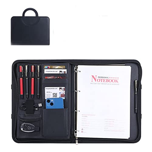 Zwischenablage-Ordner Hardcover-Notizbuch, nachfüllbar, Schreibtagebuch, 4-Ringbuch, Reisetagebuch, Tagebuch, Organizer mit Tasche, Arbeitsgeschenk(Black) von RPXHZLKTM