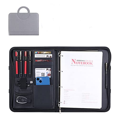 Zwischenablage-Ordner Hardcover-Notizbuch, nachfüllbar, Schreibtagebuch, 4-Ringbuch, Reisetagebuch, Tagebuch, Organizer mit Tasche, Arbeitsgeschenk(Grey) von RPXHZLKTM