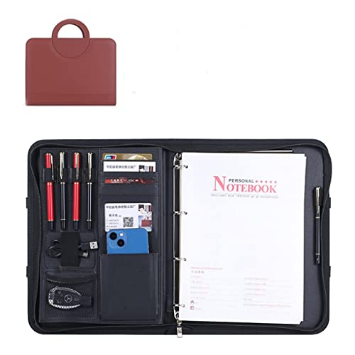 Zwischenablage-Ordner Hardcover-Notizbuch, nachfüllbares Schreibtagebuch, 4-Ring-Ordner, Reisetagebuch, Tagebuch-Organizer mit Tasche und for Männer und Frauen, Arbeitsgeschenk(Brown) von RPXHZLKTM