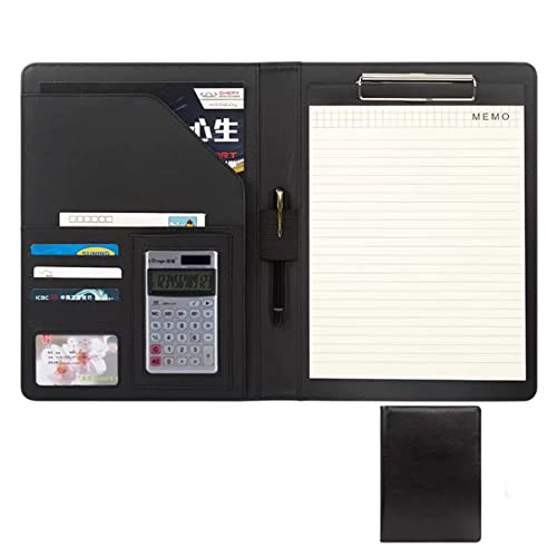 Zwischenablage-Ordner Hüllen-Ordner, Konferenz-, Lebenslauf- und Rechtsdokumenten-Organizer mit Hülle und Kartenfächern, Ordner for Männer, Frauen und jeden(Black,12digit calculator) von RPXHZLKTM
