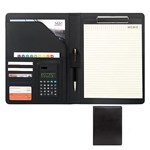 Zwischenablage-Ordner Hüllen-Ordner, Konferenz-, Lebenslauf- und Rechtsdokumenten-Organizer mit Hülle und Kartenfächern, Ordner for Männer, Frauen und jeden(Black,8digit calculator) von RPXHZLKTM