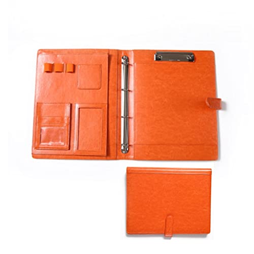 Zwischenablage-Ordner Konferenzmappe Schreibmappe Dokumentenmappe A4 Leder Ringbuch for Konferenzunterlagen Profis und Studenten(Orange,NO Computer) von RPXHZLKTM