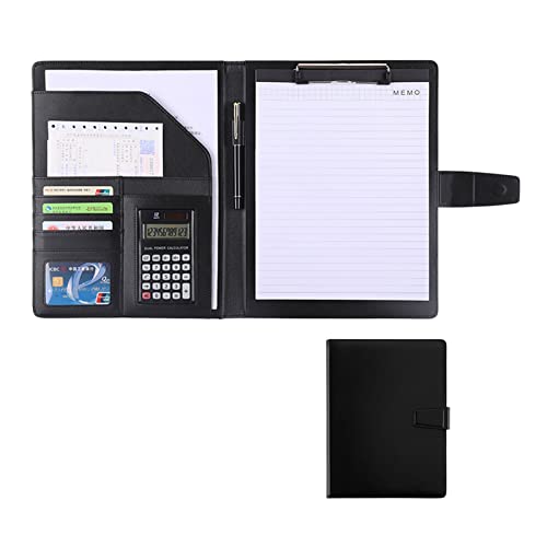 Zwischenablage-Ordner Kunstleder Ordner Lebenslauf Meeting A4 Schreibblock Zwischenablage Ordner Notizblock Clip Boards Organizer(Black,12digit calculator) von RPXHZLKTM