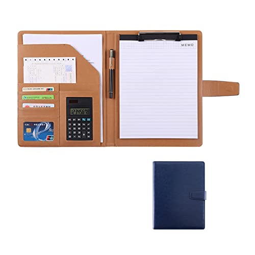 Zwischenablage-Ordner Kunstleder Ordner Lebenslauf Meeting A4 Schreibblock Zwischenablage Ordner Notizblock Clip Boards Organizer(Blue,8digit calculator) von RPXHZLKTM
