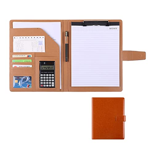 Zwischenablage-Ordner Kunstleder Ordner Lebenslauf Meeting A4 Schreibblock Zwischenablage Ordner Notizblock Clip Boards Organizer(Brown,12digit calculator) von RPXHZLKTM