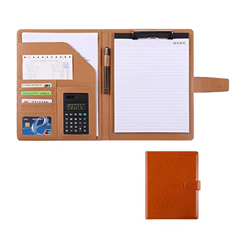 Zwischenablage-Ordner Kunstleder Ordner Lebenslauf Meeting A4 Schreibblock Zwischenablage Ordner Notizblock Clip Boards Organizer(Brown,8digit calculator) von RPXHZLKTM