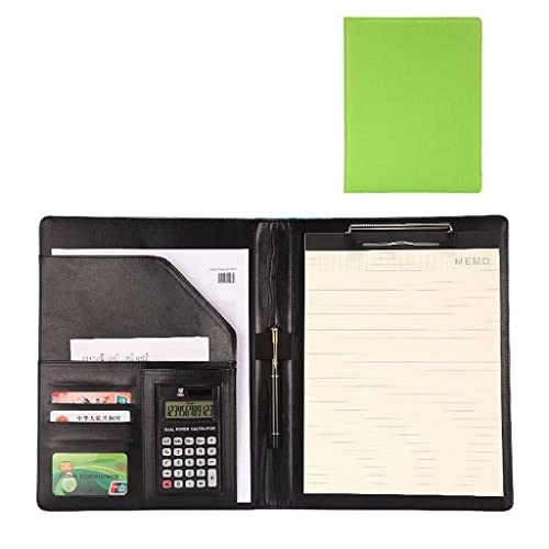 Zwischenablage-Ordner Lederordner mit Klemmbrett-Clip for Männer, Vorstellungsgespräche, Schule, Büro, Visitenkarten, Notizbuch, Lebensläufe, Dokumente(Green) von RPXHZLKTM