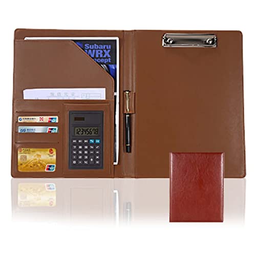 Zwischenablage-Ordner Ordner Binder Interview Lebenslauf Rechtliche Dokument Organizer Mit Zwischenablage Rechner Notizblock Ordner Tasche(Brown,8digit calculator) von RPXHZLKTM