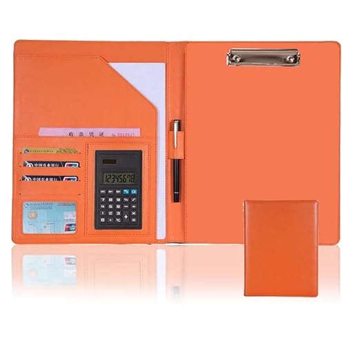 Zwischenablage-Ordner Ordner Binder Interview Lebenslauf Rechtliche Dokument Organizer Mit Zwischenablage Rechner Notizblock Ordner Tasche(Orange,8digit calculator) von RPXHZLKTM