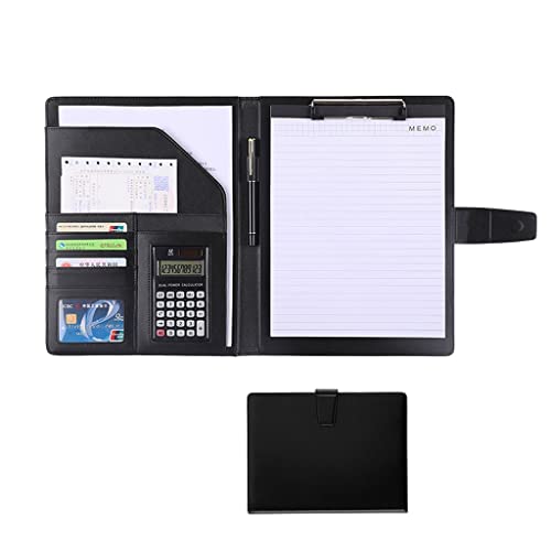 Zwischenablage-Ordner Ordner Binder Kunstleder Ordner for A4 Notebook Halter Business for Lebenslauf Legal Pad Interview(Black,12digit calculator) von RPXHZLKTM