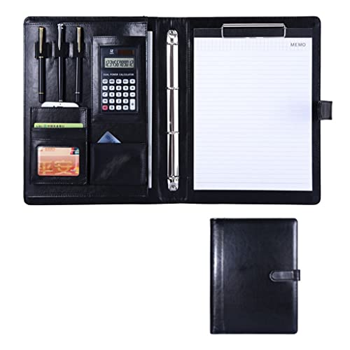 Zwischenablage-Ordner Ordner Professioneller Konferenz-Organizer Hülle Ringbuch Datei Lebenslauf Dokument Tasche(Black,12digit calculator) von RPXHZLKTM