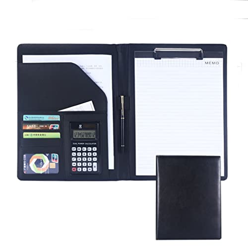 Zwischenablage-Ordner Ordnerhülle for juristische Dokumente, Organizer mit Klemmbrett im Letter-/A4-Format, Hartfaserplatte for das Business School-Büro(Black,12digit calculator) von RPXHZLKTM