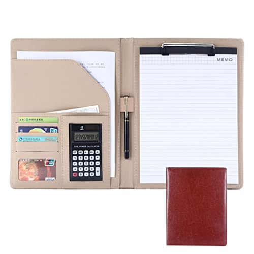 Zwischenablage-Ordner Ordnerhülle for juristische Dokumente, Organizer mit Klemmbrett im Letter-/A4-Format, Hartfaserplatte for das Business School-Büro(Brown,12digit calculator) von RPXHZLKTM