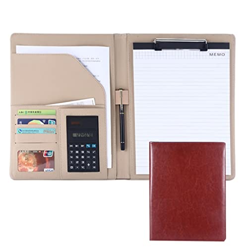 Zwischenablage-Ordner Ordnerhülle for juristische Dokumente, Organizer mit Klemmbrett im Letter-/A4-Format, Hartfaserplatte for das Business School-Büro(Brown,8digit calculator) von RPXHZLKTM