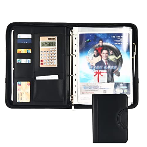 Zwischenablage-Ordner Organizer 4-Ring-Ordner mit Reißverschluss Aufbewahrungstasche for Papiere Reisedokumente Präsentationsmappe mit Taschen(Black,12digit calculator) von RPXHZLKTM