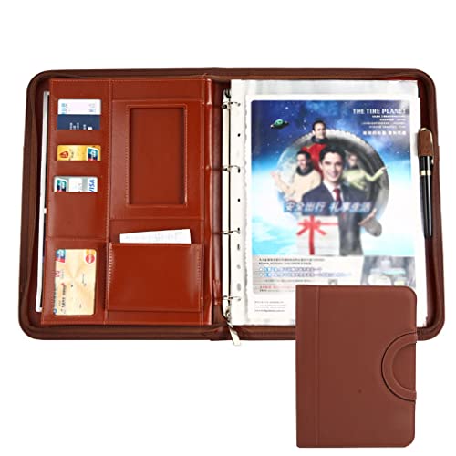 Zwischenablage-Ordner Organizer 4-Ring-Ordner mit Reißverschluss Aufbewahrungstasche for Papiere Reisedokumente Präsentationsmappe mit Taschen(Brown,No calculator) von RPXHZLKTM