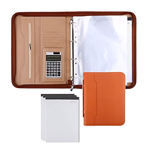 Zwischenablage-Ordner Portfolios Binder Kunstleder Reise Organizer Tasche Reißverschluss for Dokumente Präsentationsmappen Visitenkarten(Orange,12digit calculator) von RPXHZLKTM
