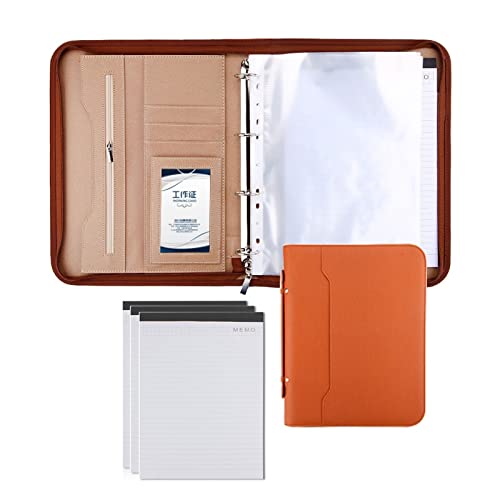 Zwischenablage-Ordner Portfolios Binder Kunstleder Reise Organizer Tasche Reißverschluss for Dokumente Präsentationsmappen Visitenkarten(Orange,No calculator) von RPXHZLKTM