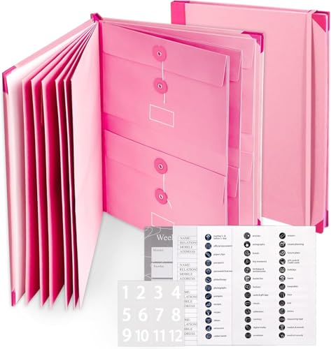 Folio File Folders with Pockets - File Organizer for Paper,Family Important Documents Organizer for Birth Certificate, Estate Planning, in Case I Go Missing Binder-Pink Folio File Folders with Pockets - File Organizer for Paper,Family Important Documents Organizer for Birth Certificate, Estate Planning, in Case I Go Missing Binder-Pink von RROFKA