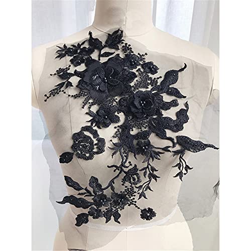 3D-Blumen-Perlen-Spitze-Stoff-Applikations-Stickerei-Aufnäher für Hochzeits-/Abendkleid-Kleidungs-Aufnäher Scrapbooking-Schwarz 3D-Blumen-Perlen-Spitze-Stoff-Applikations-Stickerei-Aufnäher für Hochzeits-/Abendkleid-Kleidungs-Aufnäher Scrapbooking-Schwarz von RRRIOT