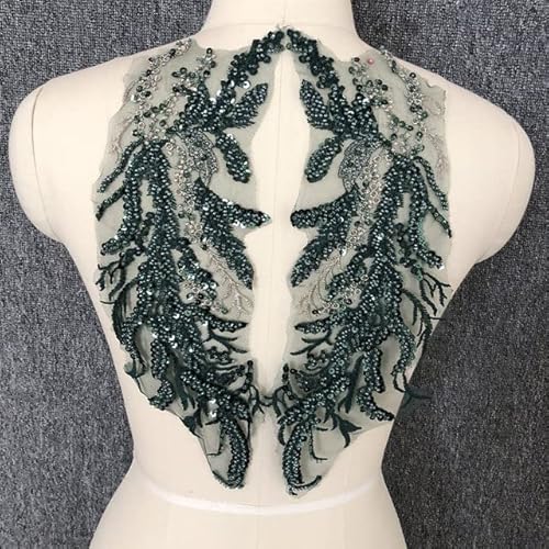 Perlenbesetzte Pailletten 3D-Abziehbilder Spiegel Blume Spitze Stoff Abendkleid Vorderseite Brust Rückenapplikation Patch Dekoration-Dunkelgrün Perlenbesetzte Pailletten 3D-Abziehbilder Spiegel Blume Spitze Stoff Abendkleid Vorderseite Brust Rückenapplikation Patch Dekoration-Dunkelgrün von RRRIOT