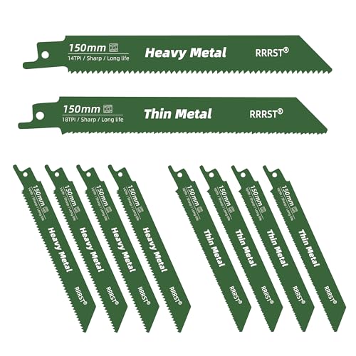 RRRST 10tlg 150mm Säbelsägeblatt Metall Set, 5tlg 14TPI Geeignet für Heavy Metall Schneiden, 5tlg 18TPI Geeignet für dünn Metall Schneiden, Einfach & Langlebig RRRST 10tlg 150mm Säbelsägeblatt Metall Set, 5tlg 14TPI Geeignet für Heavy Metall Schneiden, 5tlg 18TPI Geeignet für dünn Metall Schneiden, Einfach & Langlebig von RRRST