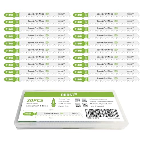 RRRST 20tlg T144D Stichsägeblätter Stichsägeblatt, Gerade und Schnelle Schnitte Weichholz, Tischlerplatten, Bauholz, Multiplex, Sperrholz, MDF und Spanplatten, Schnitttiefe 5-50mm RRRST 20tlg T144D Stichsägeblätter Stichsägeblatt, Gerade und Schnelle Schnitte Weichholz, Tischlerplatten, Bauholz, Multiplex, Sperrholz, MDF und Spanplatten, Schnitttiefe 5-50mm von RRRST