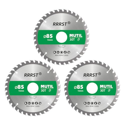 RRRST 3Stück Sägeblatt Kreissägeblatt 85 x 15 mm, 30 Zähne - Multi Material Feinschnitt - für Aluminium, Kupfer, NE-Metalle, Holz, Sperrholz, Fußleisten, Laminat uvm RRRST 3Stück Sägeblatt Kreissägeblatt 85 x 15 mm, 30 Zähne - Multi Material Feinschnitt - für Aluminium, Kupfer, NE-Metalle, Holz, Sperrholz, Fußleisten, Laminat uvm von RRRST