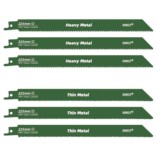 RRRST 6tlg 225mm Säbelsägeblatt Metall Set, 3tlg 14TPI Geeignet für Heavy Metall Schneiden, 3tlg 18TPI Geeignet für dünn Metall Schneiden, Einfach & Langlebig RRRST 6tlg 225mm Säbelsägeblatt Metall Set, 3tlg 14TPI Geeignet für Heavy Metall Schneiden, 3tlg 18TPI Geeignet für dünn Metall Schneiden, Einfach & Langlebig von RRRST