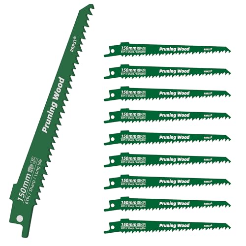 RRRST Säbelsägeblätter Set 10tlg für Holz, 150mm 6TPI Säbelsägeblatt für Baumschnitt Brennholz, Nassholz, Grobholz, Weichholz, Einfach & Langlebig. RRRST Säbelsägeblätter Set 10tlg für Holz, 150mm 6TPI Säbelsägeblatt für Baumschnitt Brennholz, Nassholz, Grobholz, Weichholz, Einfach & Langlebig. von RRRST
