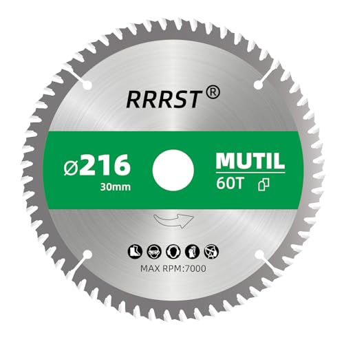 RRRST Sägeblatt Kreissägeblatt 216 x 30 mm, 60 Zähne - Multi Material Feinschnitt - für Aluminium, Kupfer, NE-Metalle, Holz, Sperrholz, Fußleisten, Laminat uvm RRRST Sägeblatt Kreissägeblatt 216 x 30 mm, 60 Zähne - Multi Material Feinschnitt - für Aluminium, Kupfer, NE-Metalle, Holz, Sperrholz, Fußleisten, Laminat uvm von RRRST
