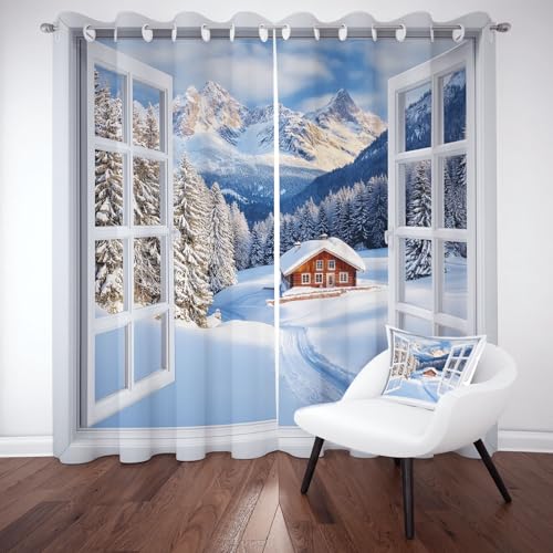 RRUxiia Vorhänge Winter Landschaft Blickdichte VorhangDschungel Haus Baum Blackout Curtains 2er Set Gardinen mit Ösen Geeignet für die Zimmerdekoration von Jungen und Mädchen H220xB140cm RRUxiia Vorhänge Winter Landschaft Blickdichte VorhangDschungel Haus Baum Blackout Curtains 2er Set Gardinen mit Ösen Geeignet für die Zimmerdekoration von Jungen und Mädchen H220xB140cm von RRUxiia
