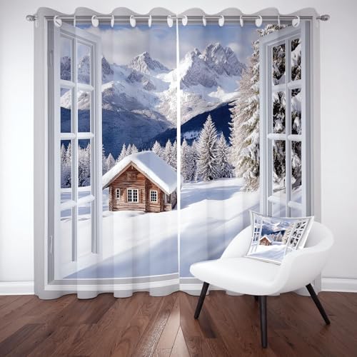 RRUxiia Vorhänge Winter Landschaft Blickdichte VorhangDschungel Haus Baum Blackout Curtains 2er Set Gardinen mit Ösen Geeignet für die Zimmerdekoration von Jungen und Mädchen H220xB140cm RRUxiia Vorhänge Winter Landschaft Blickdichte VorhangDschungel Haus Baum Blackout Curtains 2er Set Gardinen mit Ösen Geeignet für die Zimmerdekoration von Jungen und Mädchen H220xB140cm von RRUxiia