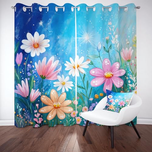 RRUxiia Vorhang Karikatur Blumen Blickdichte Vorhänge Farbe Blumenmuster Blackout Curtains 2er Set Gardinen mit Ösen Geeignet für die Zimmerdekoration von Jungen und Mädchen H145xB140cm RRUxiia Vorhang Karikatur Blumen Blickdichte Vorhänge Farbe Blumenmuster Blackout Curtains 2er Set Gardinen mit Ösen Geeignet für die Zimmerdekoration von Jungen und Mädchen H145xB140cm von RRUxiia