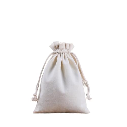 Baumwollbeutel Mit Kordelzug 10 stücke 7 Größen Leinwand Beutel Kordelzug Geschenk Taschen Einfarbig Süßigkeiten Lagerung Taschen Staubdicht Tasche for Haushalt Kleidung Und schuhe(Beige white,15X20CM von RRYPBOVG