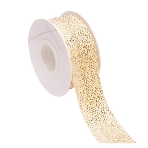 Geschenkbänder 10/50 Yards 38 mm 1,5 Zoll Goldfolie Blumen bedruckte Ripsbänder DIY handgefertigte Materialien(Yellow,38mm 10yards) von RRYPBOVG