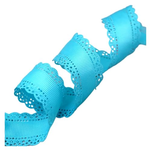 Geschenkbänder 10 Yards 3 cm 1,25 Zoll ausgehöhltes Grosgrain-Spitzenrippenband Blümchenband DIY Schleife Halskette Hochzeit Geburtstag Kuchen Verpackung Dekor(French Blue) von RRYPBOVG