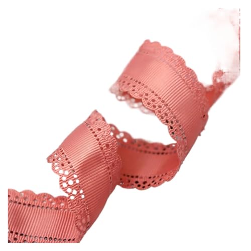 Geschenkbänder 10 Yards 3 cm 1,25 Zoll ausgehöhltes Grosgrain-Spitzenrippenband Blümchenband DIY Schleife Halskette Hochzeit Geburtstag Kuchen Verpackung Dekor(Pink 1) von RRYPBOVG